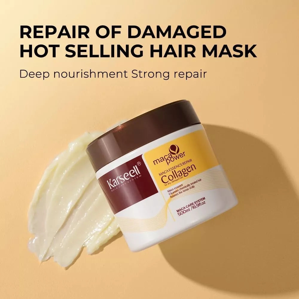 Karseell Collagen Maca Essence Repair Set Collagen Hair Mask 500ml/Maca Oil 50ml - BuyBrazil