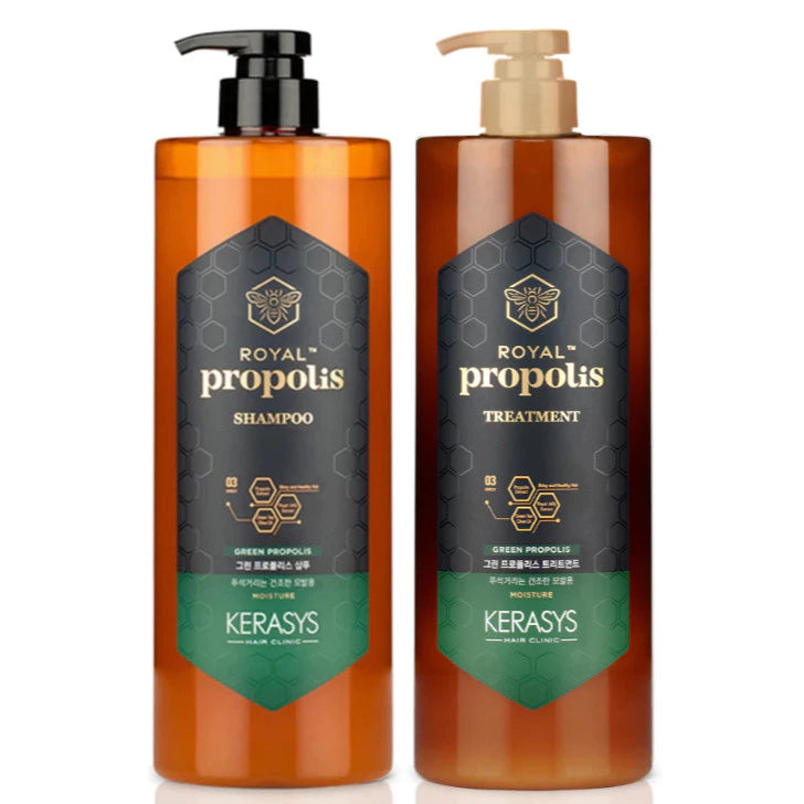 Kits Kerasys Royal Própolis Shampoo + Tratamento No total 1L Energia Original + Brilho E Adereço Verde .