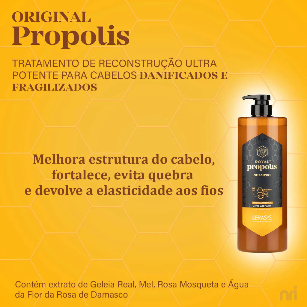 Kits Kerasys Royal Própolis Shampoo + Tratamento No total 1L Energia Original + Brilho E Adereço Verde .