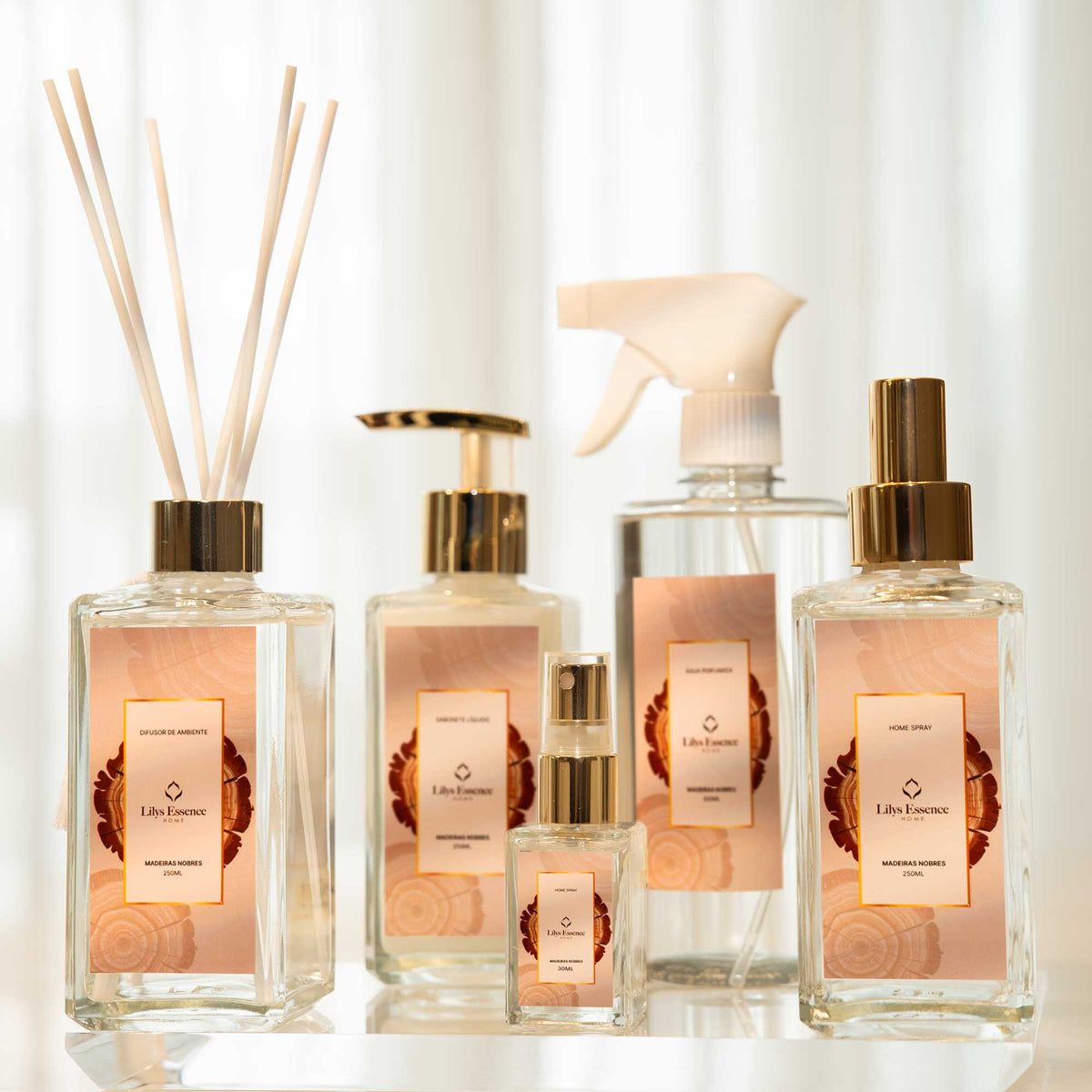 Lilys Essence Premium Kit Noble Woods | Diffuser | Home Spray | Soap | Scented Water | Mini Home Spray - BuyBrazil