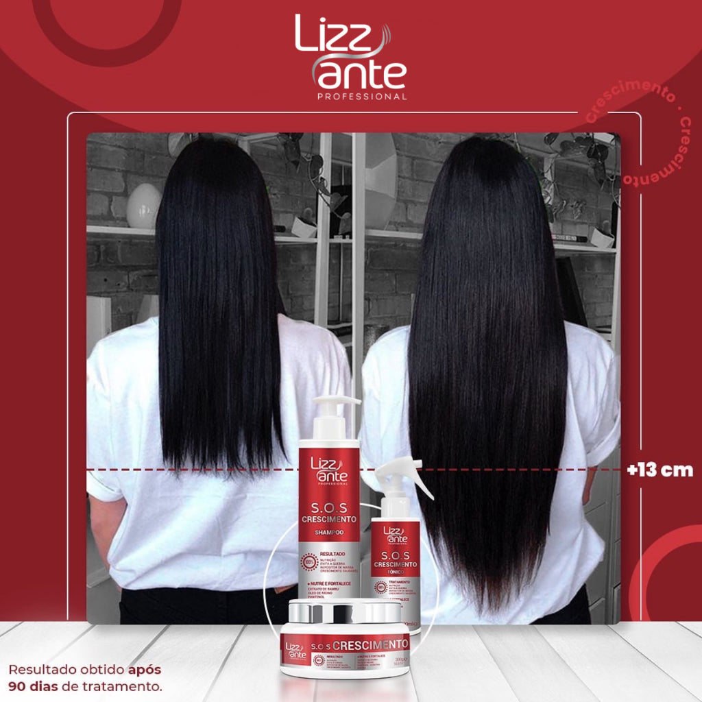 Lizz Ante SOS Crescimento Kit Shampoo 300ml /Mask 300g /Tonic 100ml - BuyBrazil