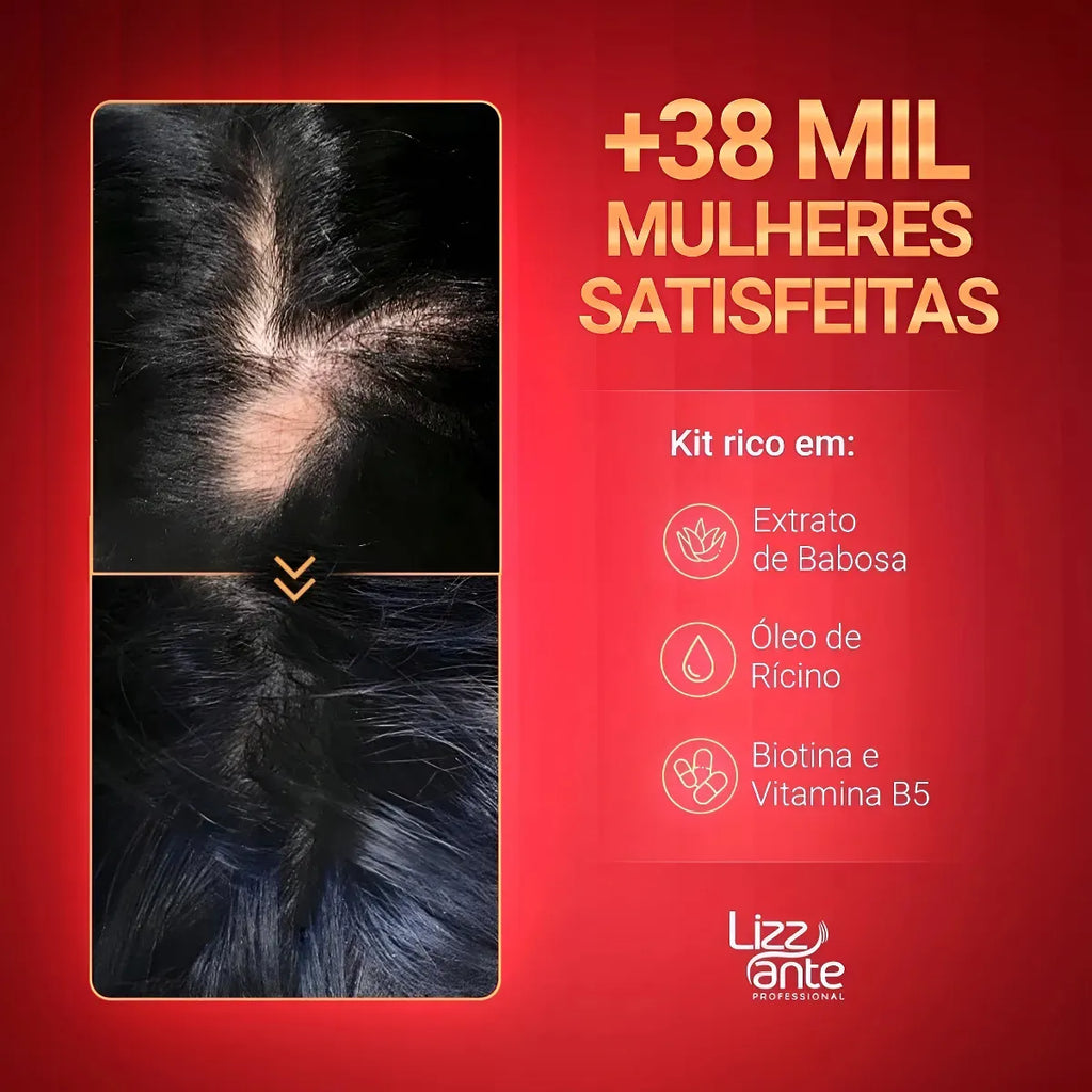 Lizz Ante SOS Crescimento Kit Shampoo 300ml /Mask 300g /Tonic 100ml - BuyBrazil
