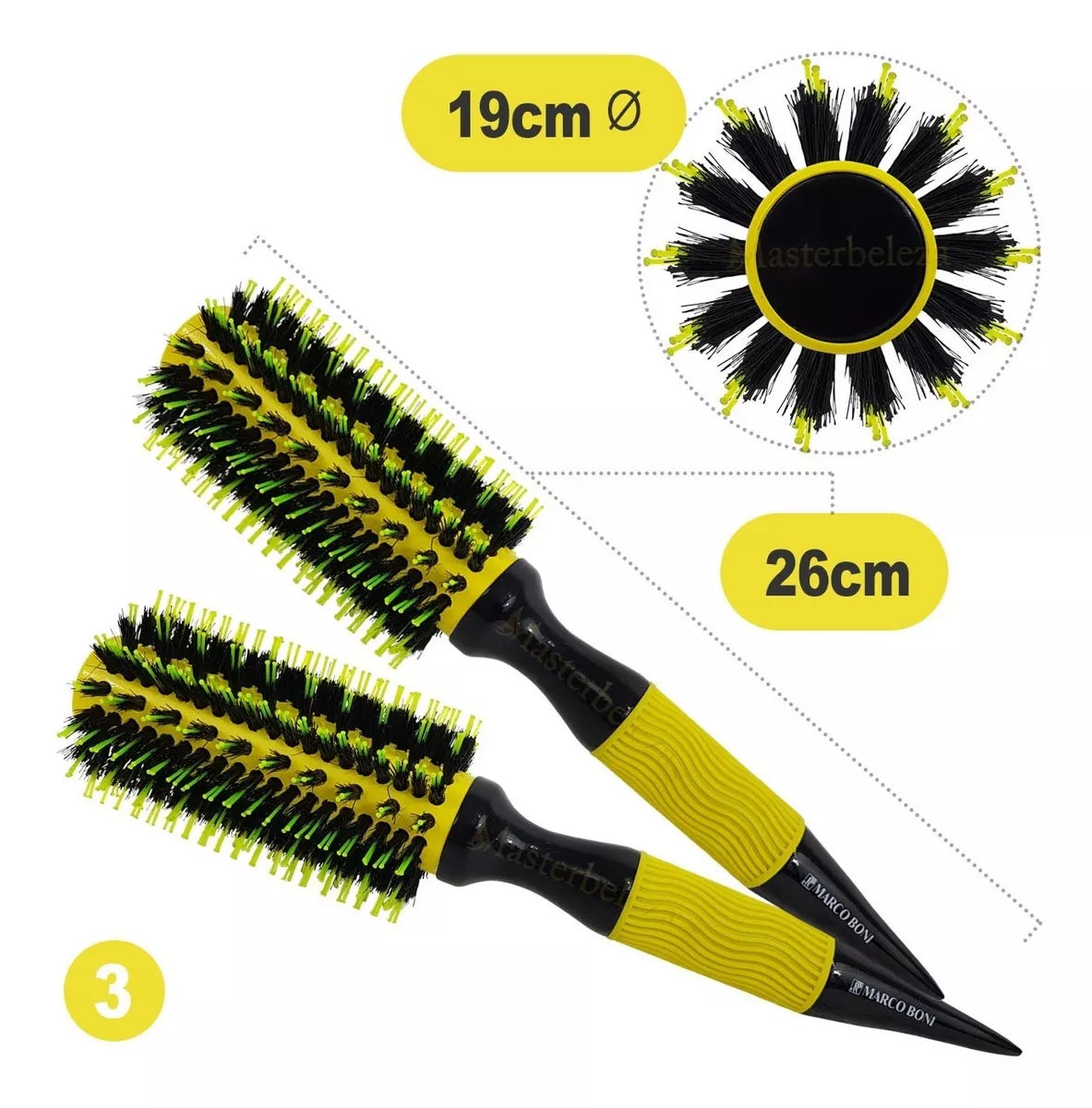 Marco Boni Professional Kit 3 Ceramic Brushes S M L Yellow Racket - BuyBrazil