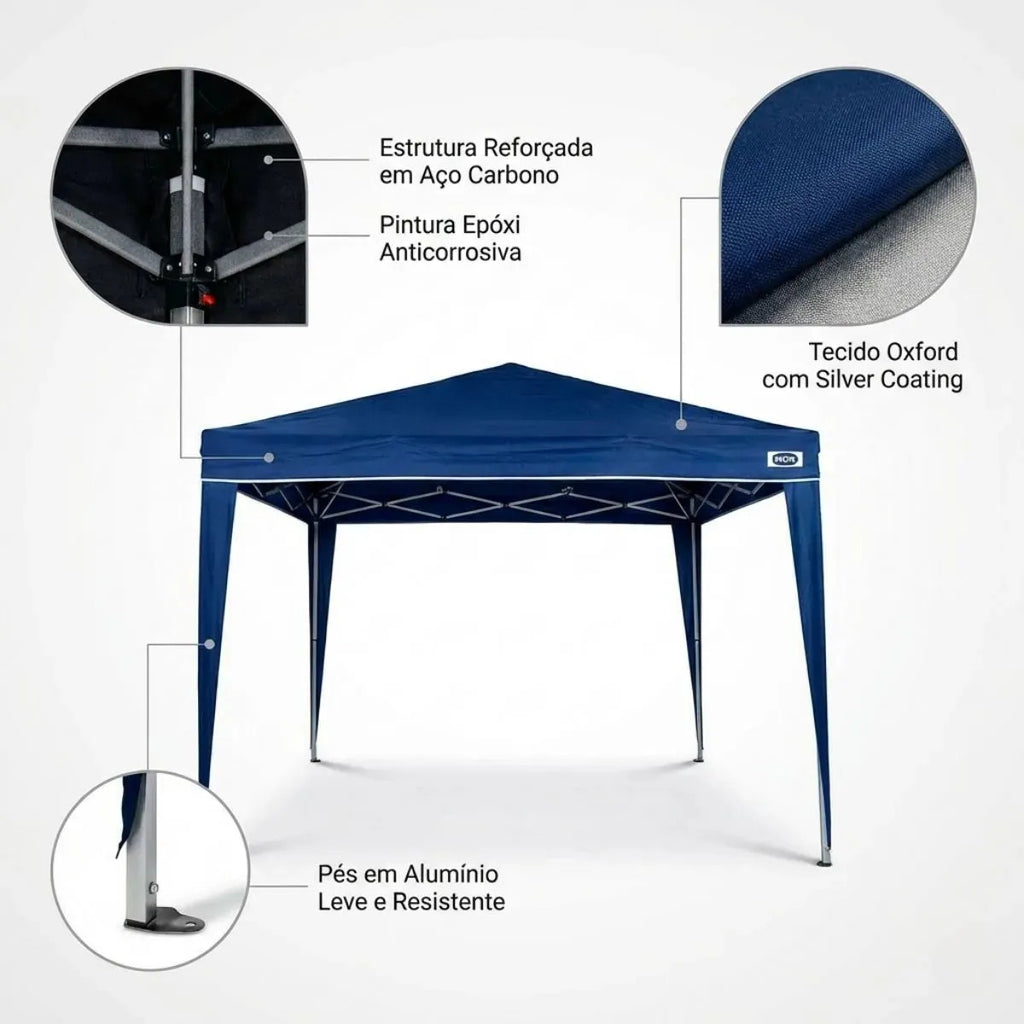 MOR X-Flex Oxford Gazebo Tent 3x3m – Heavy Duty Pop-Up Canopy with UV Protection