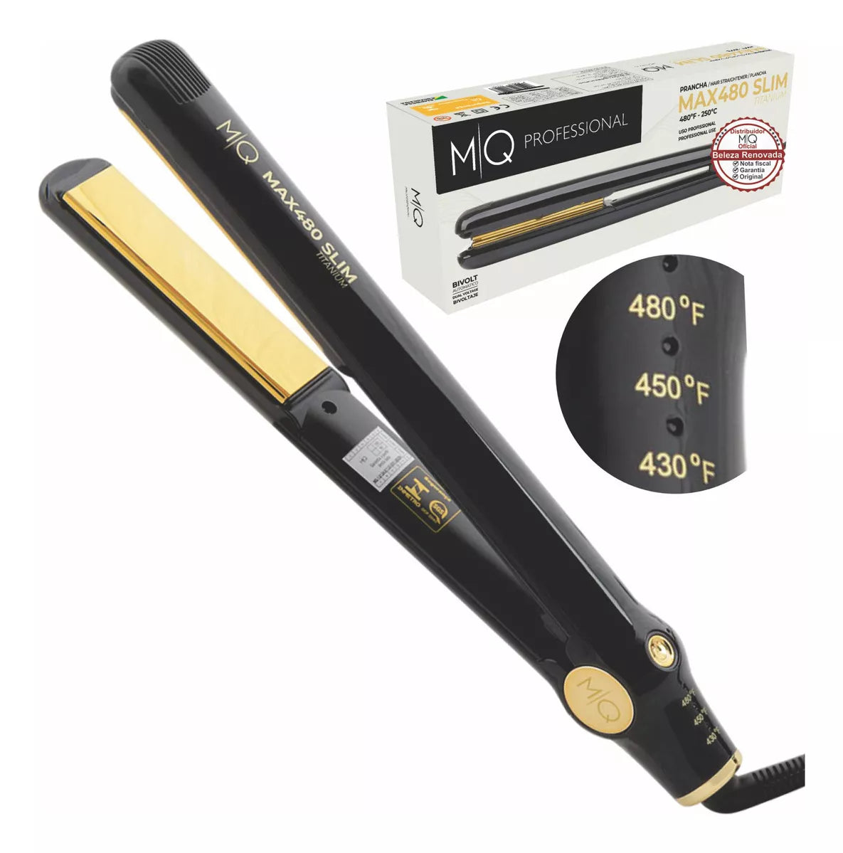 MQ Max480 Slim Titanium Professional Flat Iron Performance and Perfection for Stylists - BuyBrazil