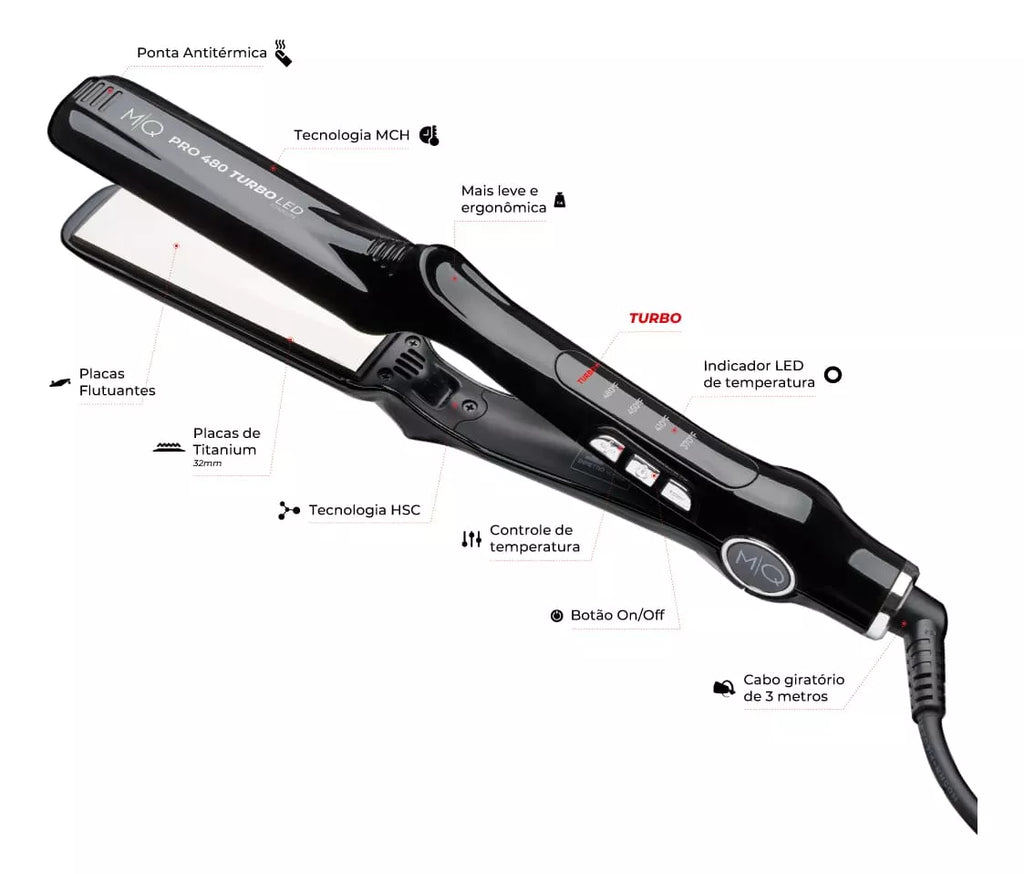 MQ Pro 480 Turbo Professional Flat Iron Performance and Perfection for Stylists - BuyBrazil