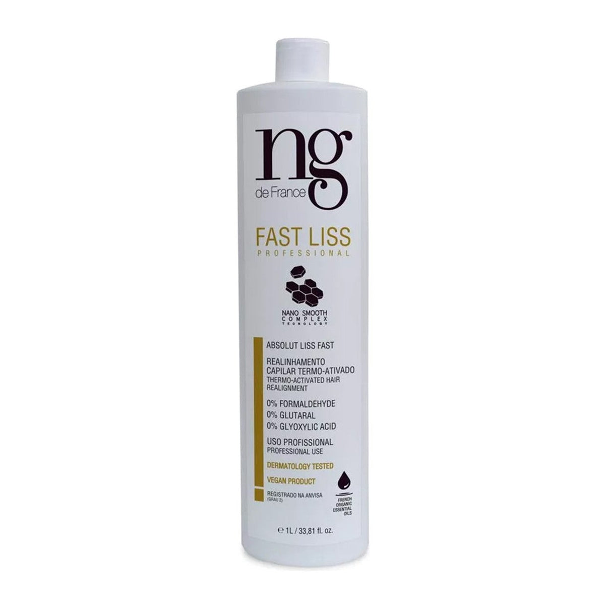NG de France Fast Liss Vegan Hair Straightening Without Formaldehyde Fast Liss Reducer 1000ml/33.8 fl.oz. - BuyBrazil