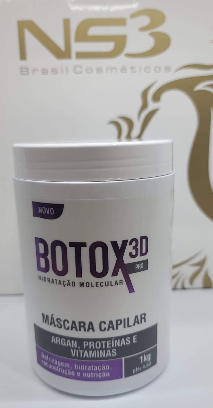 NS3 Brasil BTX 3D Pro Hair Mask in purple, 35.3 oz, smooths waves, reduces frizz, adds shine, and volume to hair.