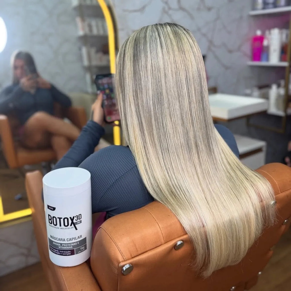 NS3 Brasil BTX 3D Pro Hair Mask treatment in purple, 35.3 oz, for frizz, volume reduction, smooth waves, and extreme shine.