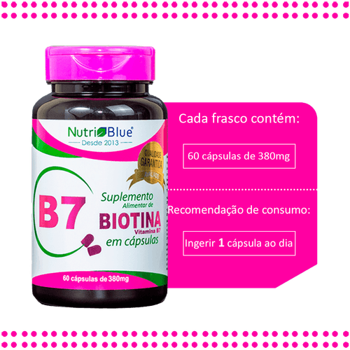 Nutriblue Biotin Supplement 60 Capsules of 380mg - BuyBrazil