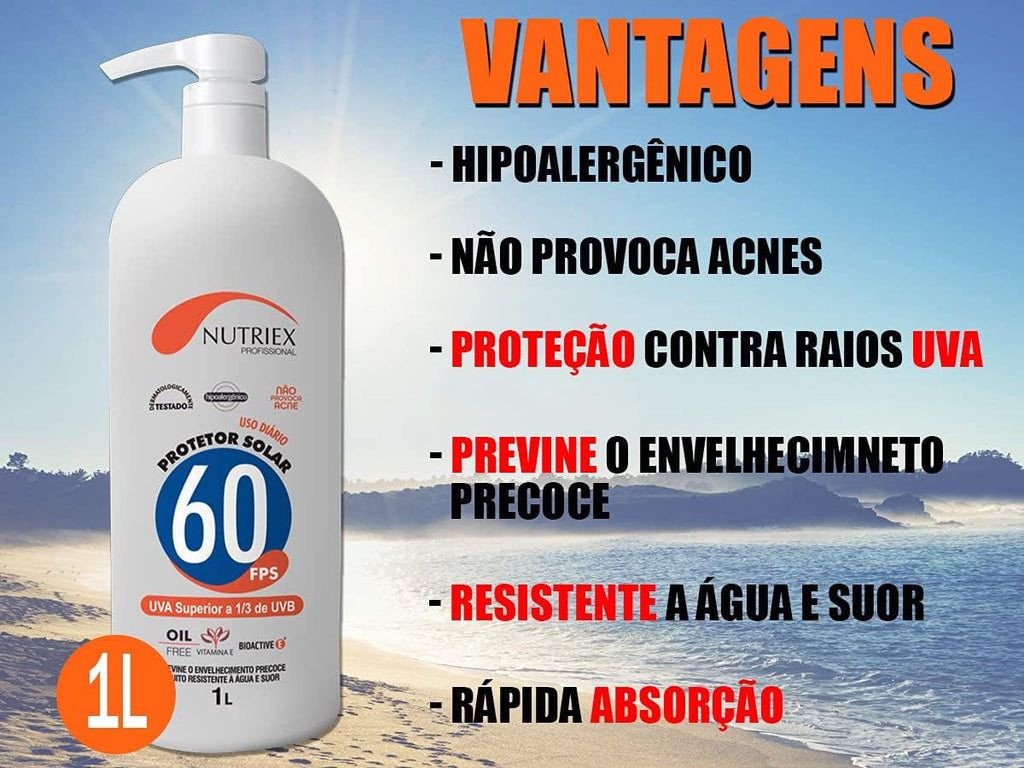 Nutriex Professional Sunscreen SPF 60 1/3 UVA 1 Liter 61028 - BuyBrazil