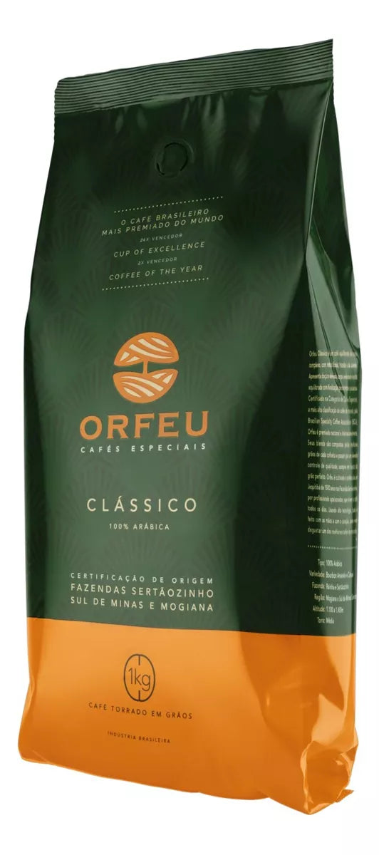 Orfeu Clássico Whole Bean Coffee 100% Arabica 1Kg - BuyBrazil