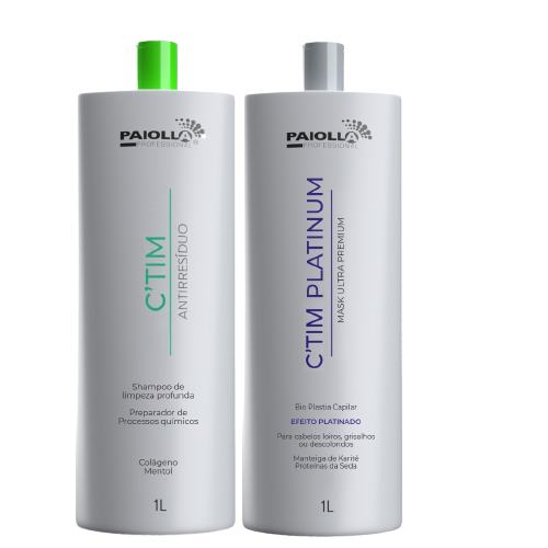 Paiolla C'tim Ultra Premium Kit: Platinum Reconstructive Mask & Antiresidue Shampoo 2x1000ml /33.8 fl.oz - BuyBrazil