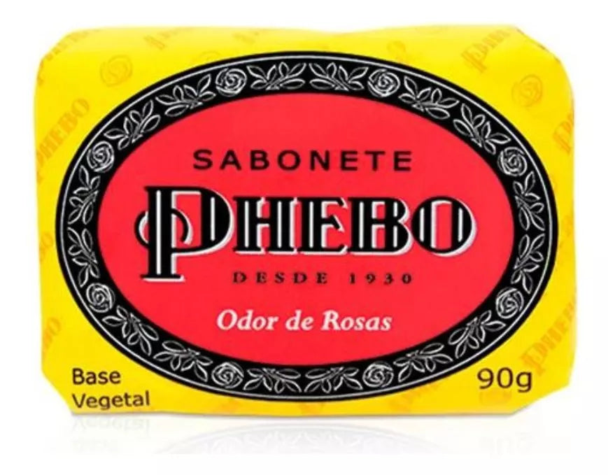 Phebo Rose Scent Glycerin Bar Soap 12-pack, 90g each, gentle body care soap with floral rose fragrance
