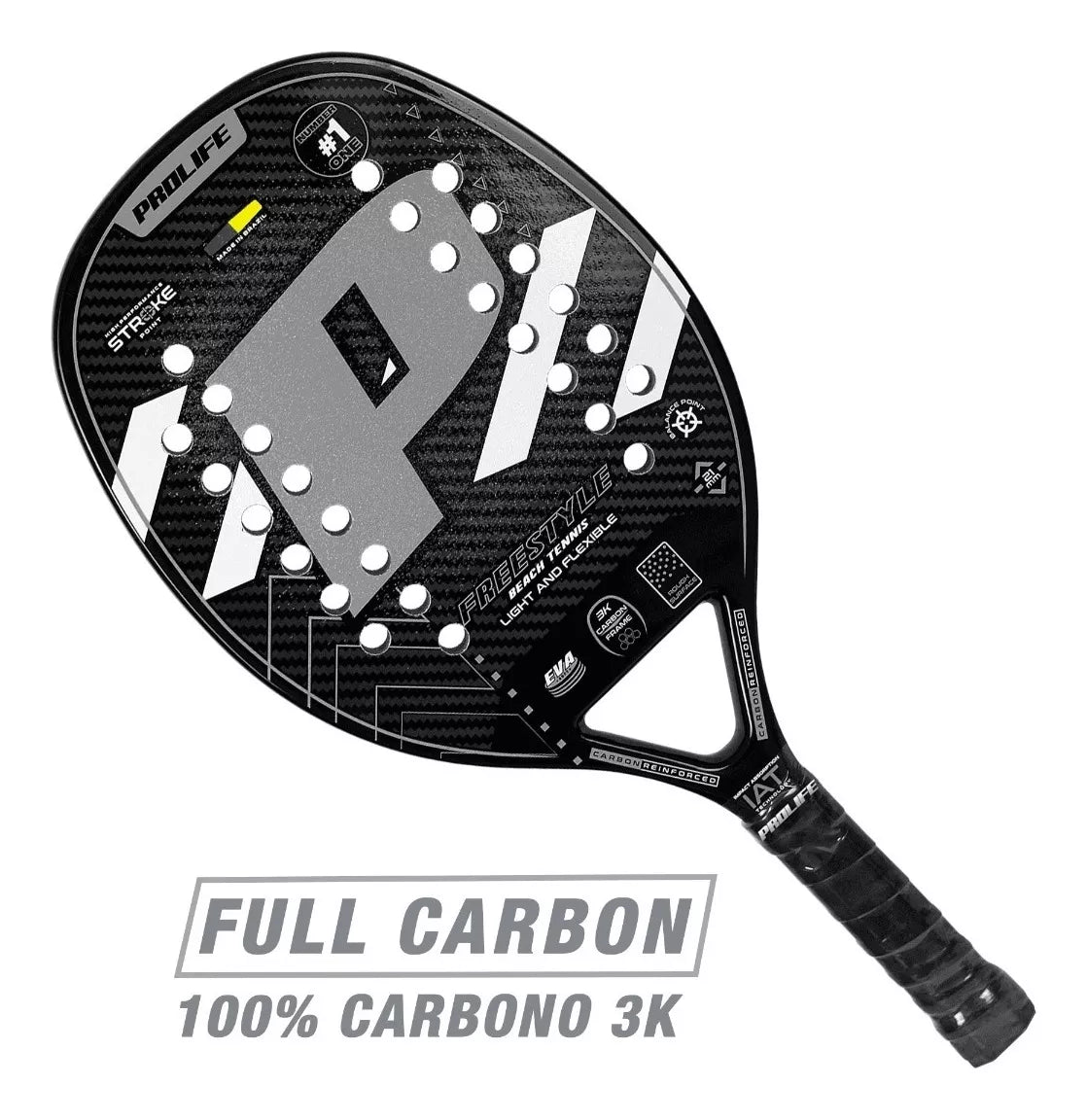 Beach Tennis Freestyle Racket 3k Carbon Original Prolife Gray - BuyBrazil
