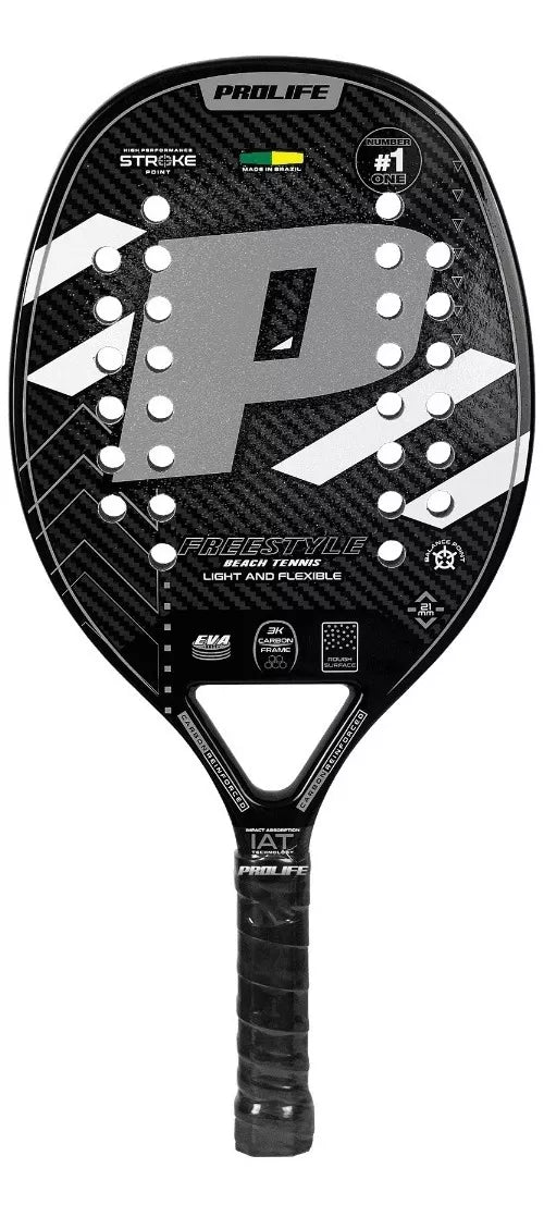 Beach Tennis Freestyle Racket 3k Carbon Original Prolife Gray - BuyBrazil