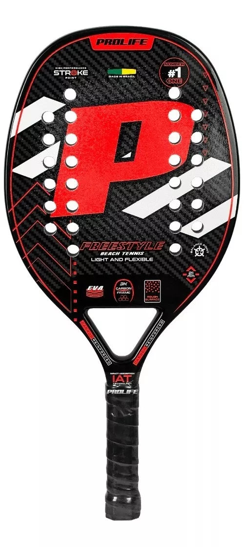 Beach Tennis Freestyle Racket 3k Carbon Original Prolife Red - BuyBrazil