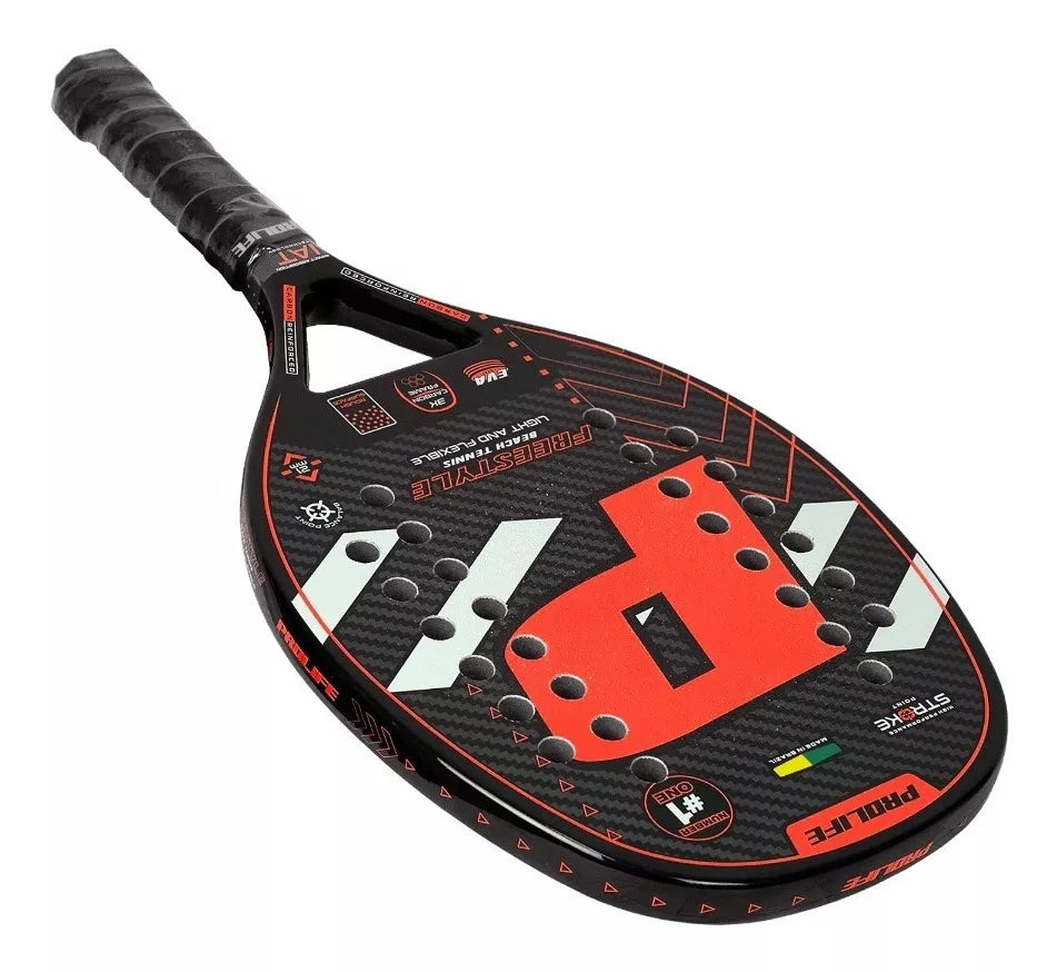 Beach Tennis Freestyle Racket 3k Carbon Original Prolife Red - BuyBrazil