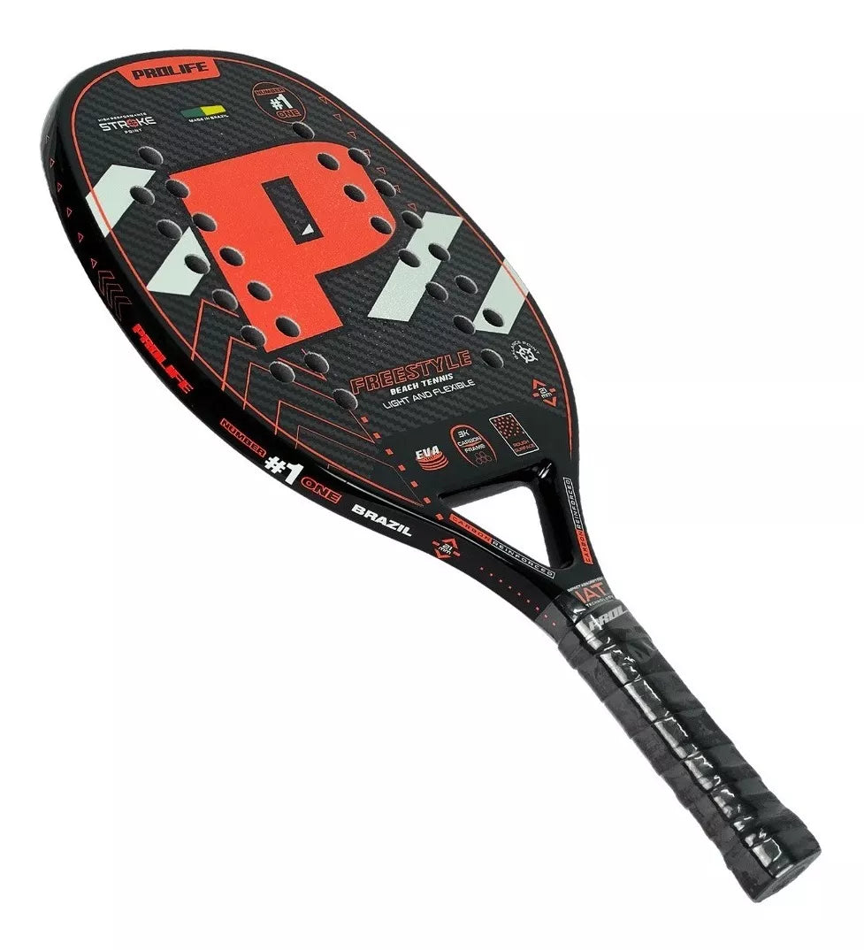 Beach Tennis Freestyle Racket 3k Carbon Original Prolife Red - BuyBrazil