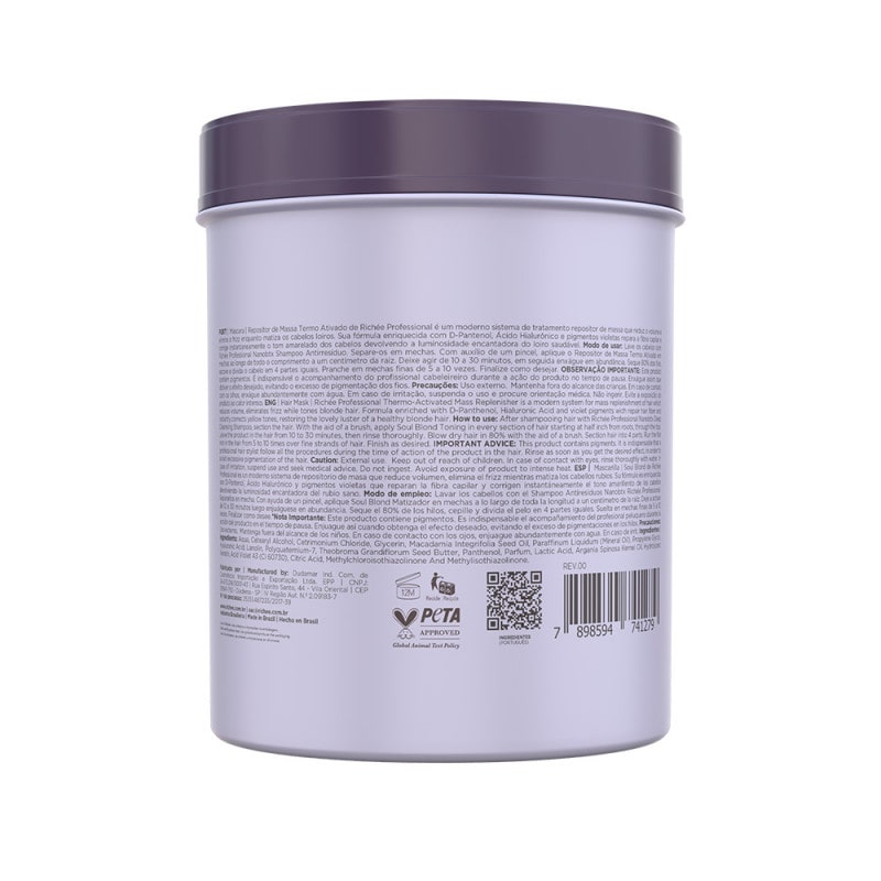 Richée Professional Soul Blond BTX Mask Mass Replenisher 1Kg/35.2oz. - BuyBrazil