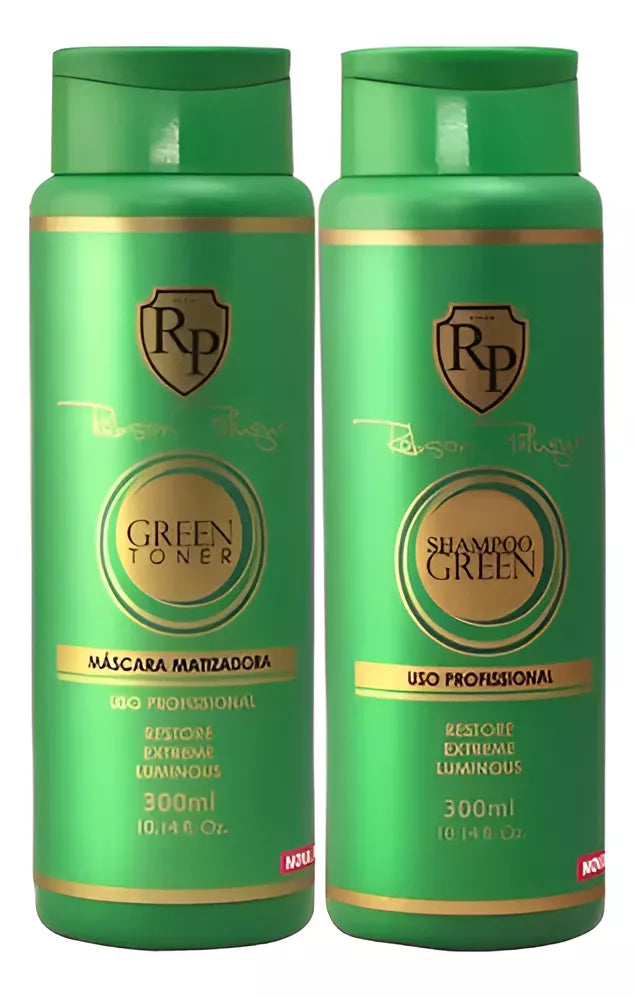 Kit Robson Peluquero Shampoo Matizador Green Home Care RP Restorer Extreme Luminous 2x300ml - BuyBrazil