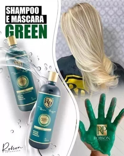 Kit Robson Peluquero Shampoo Matizador Green Home Care RP Restorer Extreme Luminous 2x300ml - BuyBrazil
