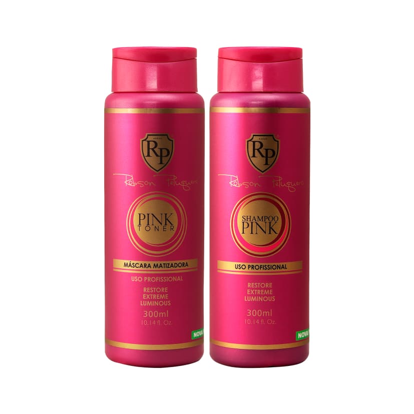 Kit Robson Peluquero Shampoo Matizador Pink Home Care RP Restorer Extreme Luminous 2x300ml - BuyBrazil