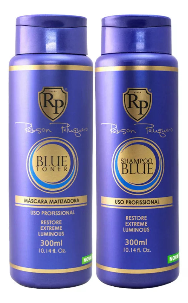 Robson Peluquero Blue Home Care Shampoo And Tint Treatment Kit 2x300ml - BuyBrazil