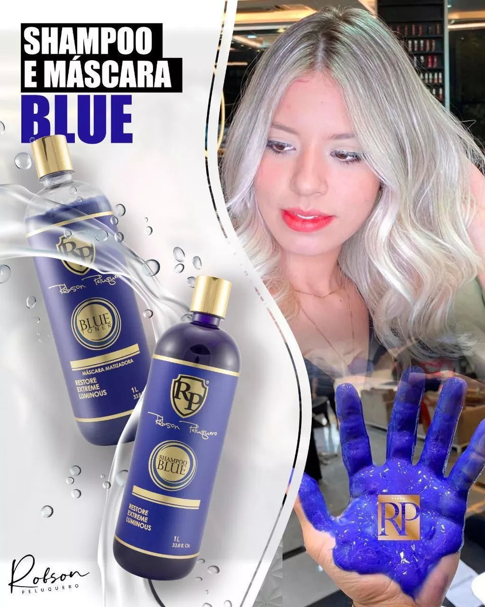 Robson Peluquero Blue Home Care Shampoo And Tint Treatment Kit 2x300ml - BuyBrazil