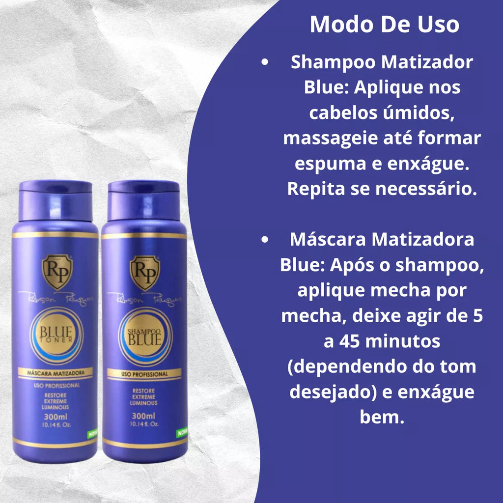 Robson Peluquero Blue Home Care Shampoo And Tint Treatment Kit 2x300ml - BuyBrazil