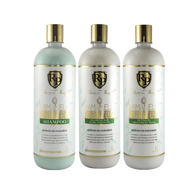 Robson Peluquero Kit Hamamelis Tea Tree Shampoo, Mask and Shampoo For Hair Strength 3x1000ml/33.8 fl.oz. - BuyBrazil