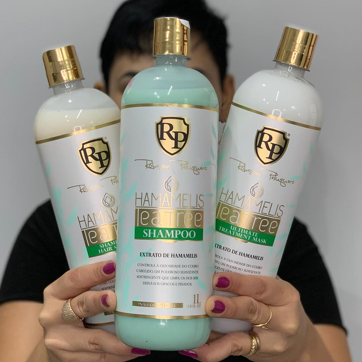 Robson Peluquero Kit Hamamelis Tea Tree Shampoo, Mask and Shampoo For Hair Strength 3x1000ml/33.8 fl.oz. - BuyBrazil