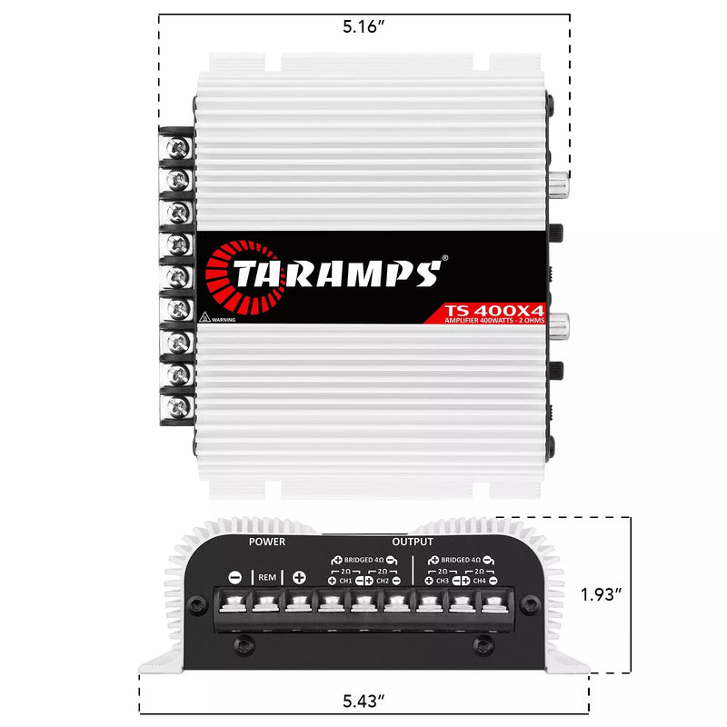 TARAMPS TS400X4 AMPLIFICADOR DE AUDIO PARA COCHE DE 400 VATIOS RMS