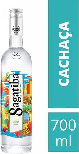 Bottle of Sagatiba Cristalina Cachaça in clear glass with label, 700ml, showcasing traditional Brazilian spirit from SAGATIBA.