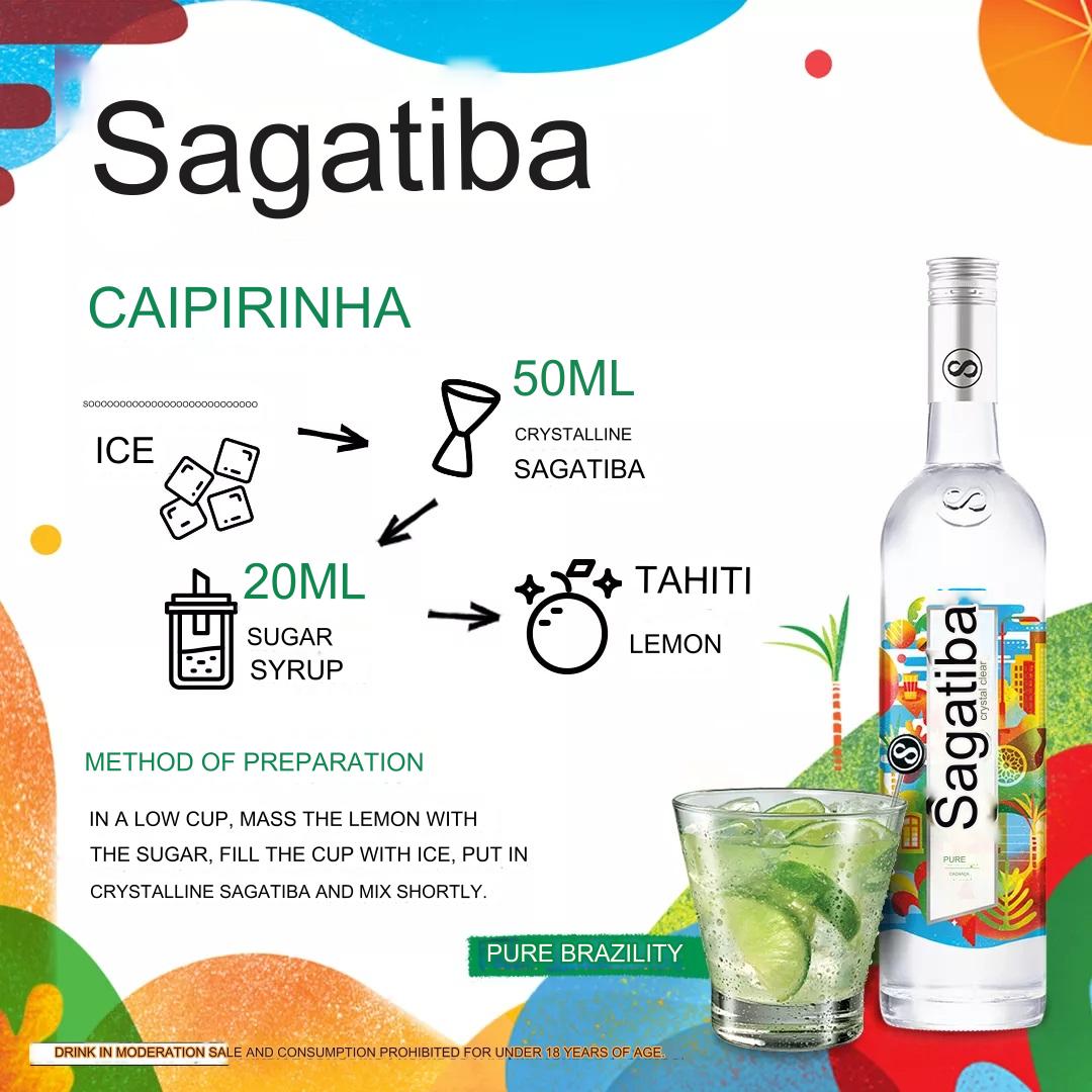 Sagatiba Cristalina Cachaça 700ml bottle with clear glass and label, showcasing the traditional Brazilian spirit in a sleek design.