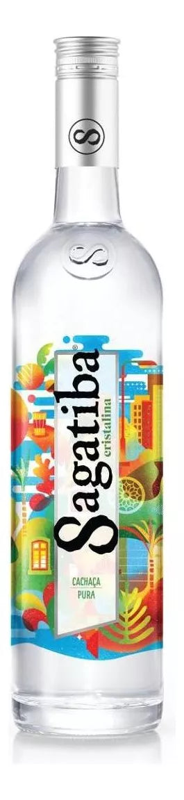 Sagatiba Cristalina Cachaça bottle, 700ml, clear traditional Brazilian spirit with smooth flavor and modern packaging.