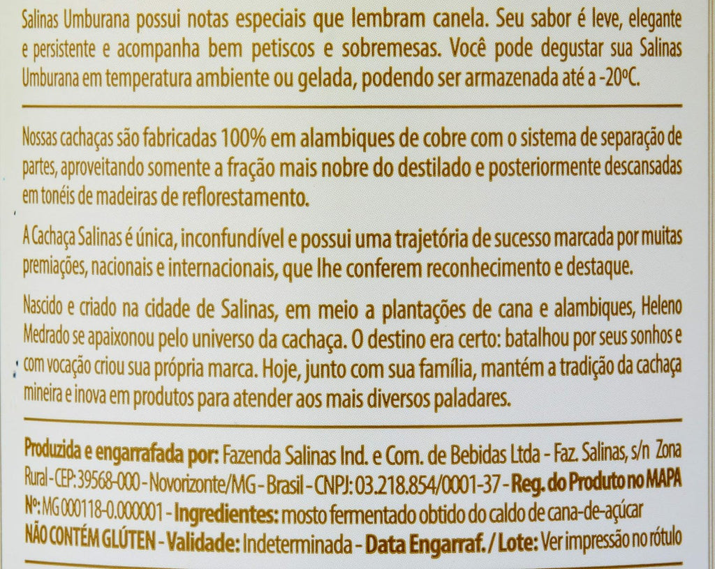 Cachaça Salinas Amburana 1000ml/33.8fl.oz. - BuyBrazil