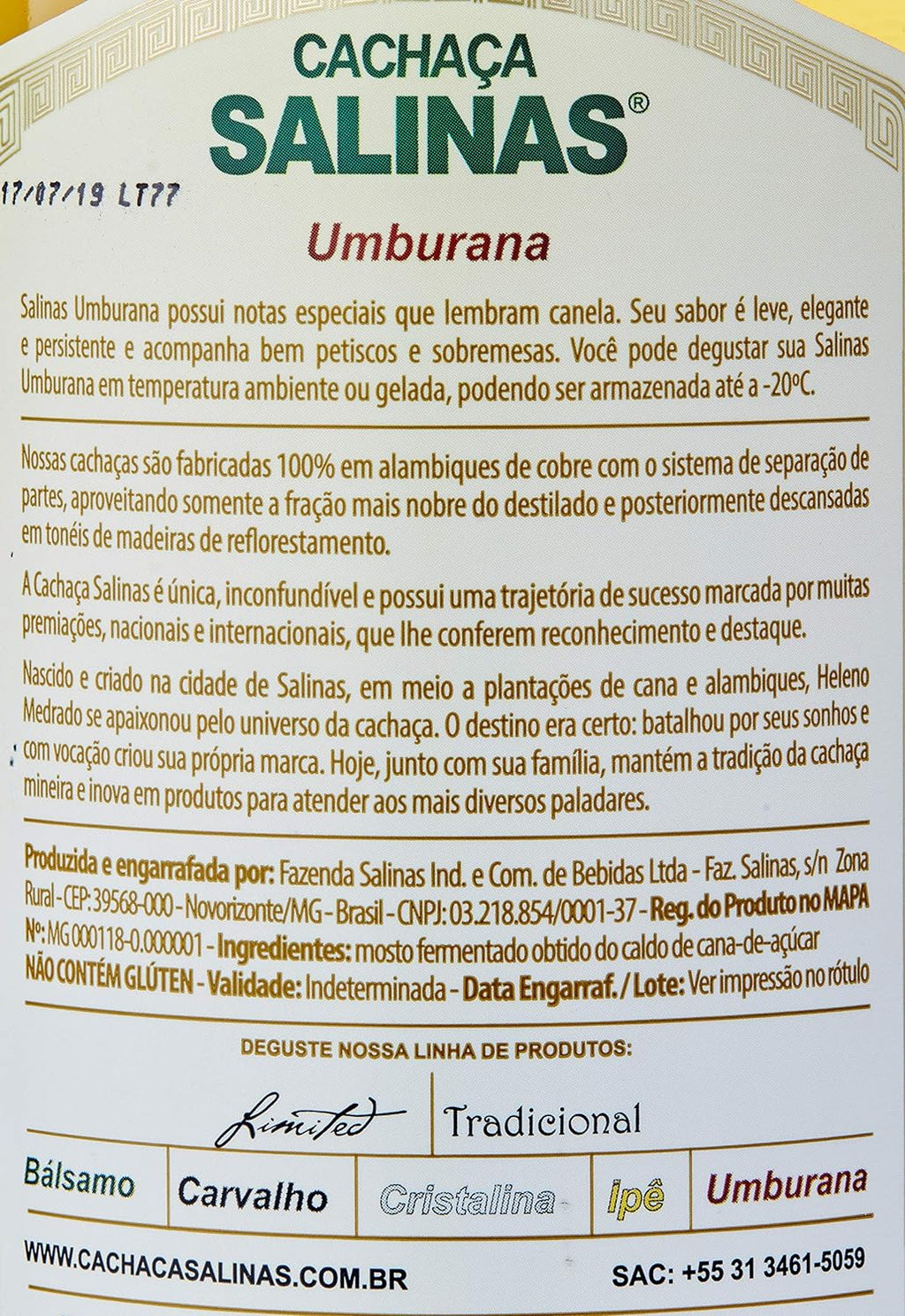 Cachaça Salinas Amburana 1000ml/33.8fl.oz. - BuyBrazil