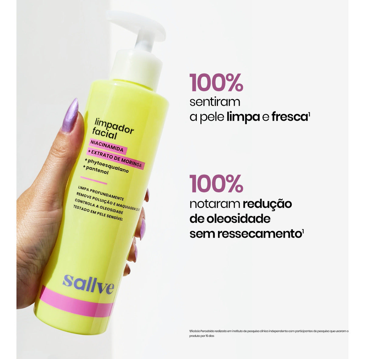 Gel-Foam Facial Cleanser with Niacinamide, Moringa Extract and Sulfate Free 300ml Sallve - BuyBrazil