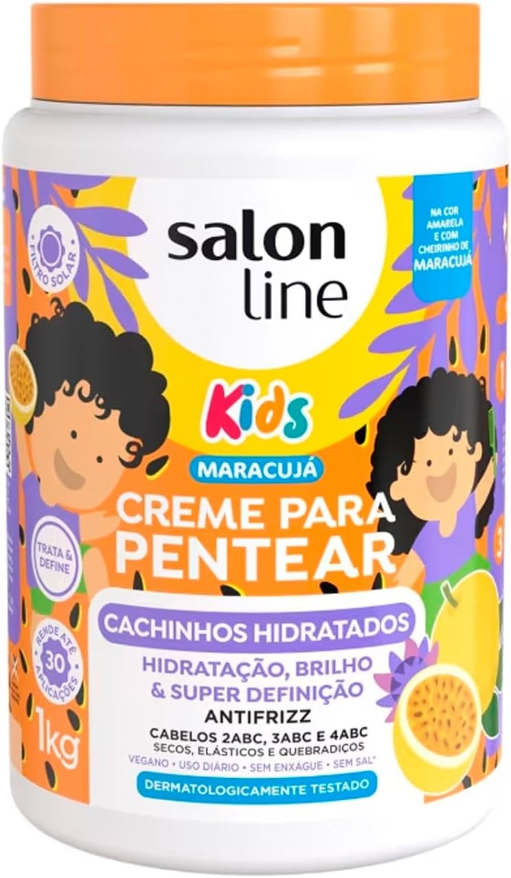 Salon Line, Creme para Pentear, Maracujá, Cachinhos Hidratados, Vegano - Para Cabelos Ondulados, Cacheados e Crespos, Salon Line, 1kg - BuyBrazil
