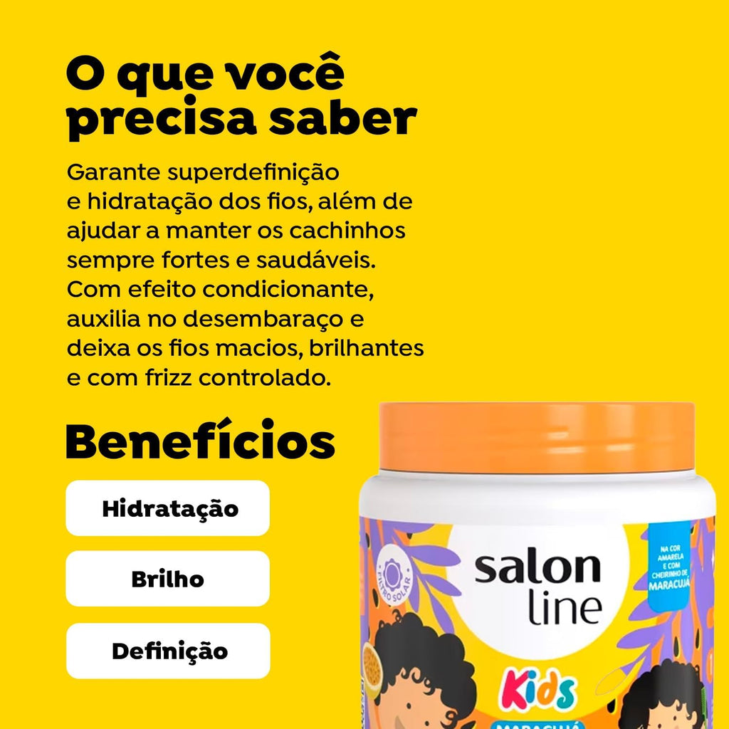 Salon Line, Creme para Pentear, Maracujá, Cachinhos Hidratados, Vegano - Para Cabelos Ondulados, Cacheados e Crespos, Salon Line, 1kg - BuyBrazil