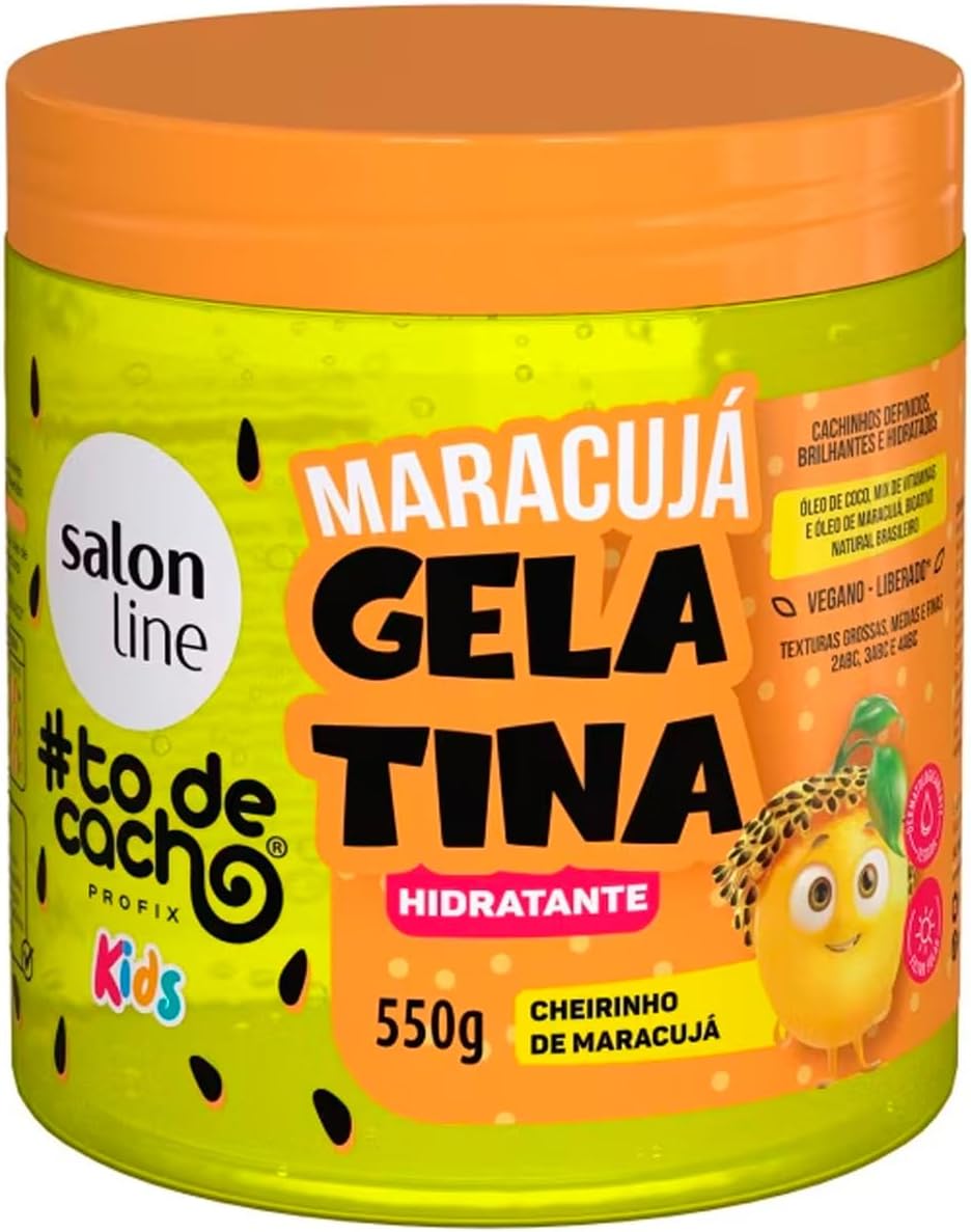 Salon Line, Gelatina Capilar Hidratante, Maracujá, #todecacho Kids, Vegana - Para Cabelos Ondulados, Cacheados e Crespos, Salon Line, 550g - BuyBrazil
