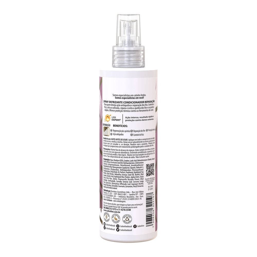 Salon Line Meu Liso Post Chemical Repair Defrizzing Spray 240ml/8.11 fl.oz. - BuyBrazil