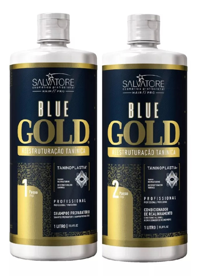 Salvatore Blue Gold Formaldehyde-Free Progressive Brush 2x1000ml/33.8 fl.oz. - BuyBrazil