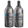 Salvatore Blue Gold Premium formaldehyde-free progressive hair care kit with two 1000ml bottles, designed for hair treatment.