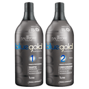 Salvatore Blue Gold Premium formaldehyde-free progressive hair care kit with two 1000ml bottles, designed for hair treatment.