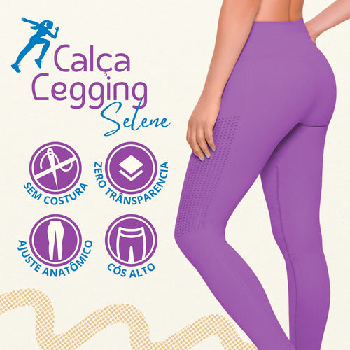Selene Women's Seamless Gym Leggings with High Waist and Side Ventilation Polyamide, Zero Transparency - BuyBrazil