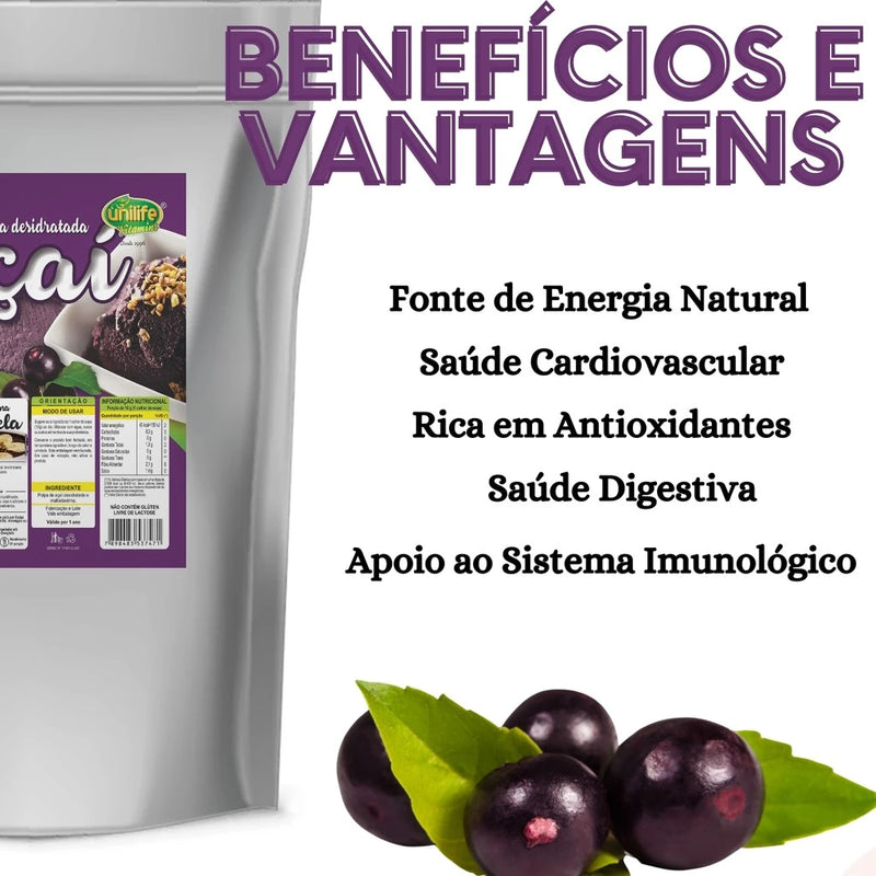Dehydrated Açaí Powder Pulp 400g Pack Unilife
