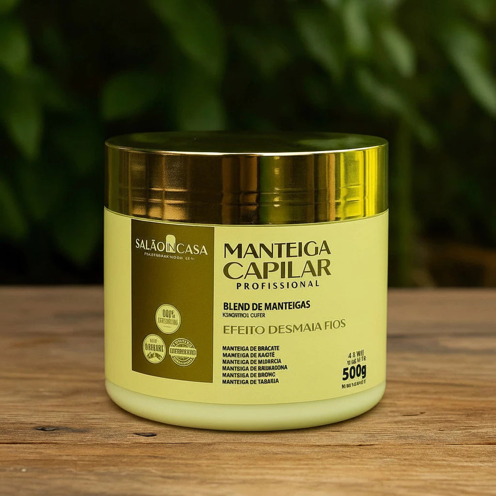 MANTEIGA CAPILAR PROFISSIONAL MEGA NUTRIÇÃO 6 MANTEIGAS  – EFEITO DESMAIA FIOS  SALÃO IN CASA (500G)