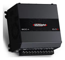 Soundigital SD800.4D EVO 6 car amplifier showing front panel with controls and branding, delivering 800 watts RMS output.